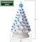 Casafield Hand Painted Ceramic Christmas Tree, White 15-Inch Pre-Lit Tree with 128 Pink and Blue Lights and 2 Star Toppers